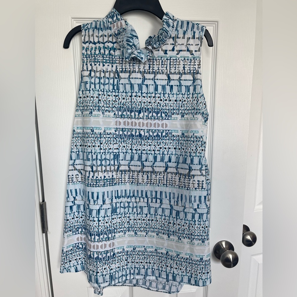 Tyler Boe Blue and White Sleeveless Top